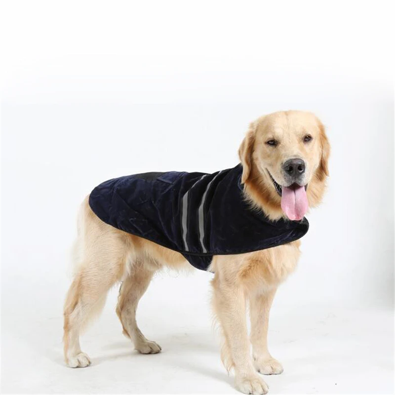 Dog Jacket Coat Reflective Stripe Dog Clothes Winter Warm Fur Collar Vest Sport Clothing  Sniffer Dog Thick Clothing3