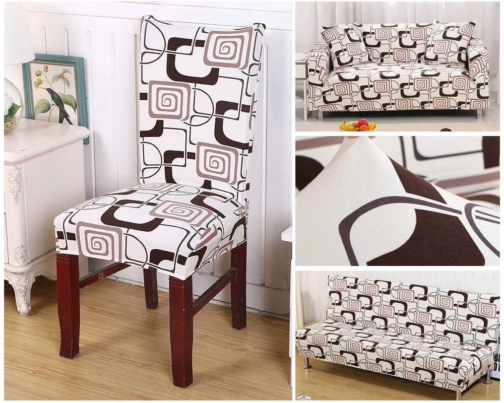 1246PCS Geometry Spandex Chair Cover Dining Washable slipcover for seat Elastic Kitchen Chair Covers Stretch Furniture Covers (3)
