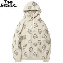 2019 Hip Hop Sudadera con capucha Retro de impresión completa para hombres Streetwear Pullover Hoodie Otoño de Harajuku Vintage Sudadera con capucha de algodón