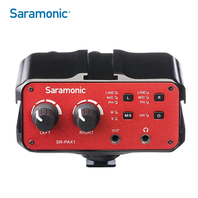 Saramonic PAX1 Audio Mixer Preamp Microphone Adapter Dual XLR 6.3mm 3.5mm Inputs for iPhone 7 Smartphone Guitar DSLR Camera
