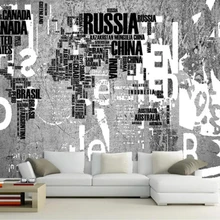 Обои на заказ, 3d фреска, цементные стены, мир, буквы, карта, рабочие обои для гостиной, спальни, обои, домашний декор, 3d обои