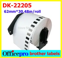 10x Rolls Brother Совместимые Этикетки DK-22205 dk 22205 dk22205 с 2 многоразовых патронов кадров 62x30.48 м Непрерывные Этикетки