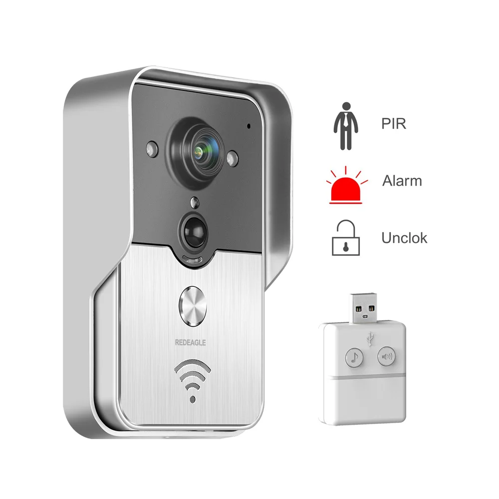 

REDEAGLE 720P Wireless Wifi Video doorbell Door Phone Intercom PIR Alarm App Remote unlock Access Control System