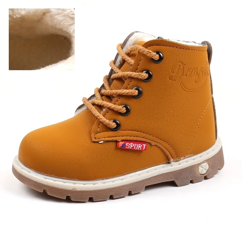 Winter Yellow Удобные детские зимние ботинки; коллекция года; модные теплые ботинки martin; короткие ботинки для маленьких мальчиков; удобные нескользящие хлопковые зимние ботинки для девочек - Цвет: Winter Yellow