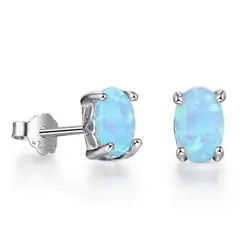 Кольцо Elgant из стерлингового серебра 925 пробы с четырьмя когтями овальное синее Опаловое Серебро 925 для женщин юбилей свадебный подарок для