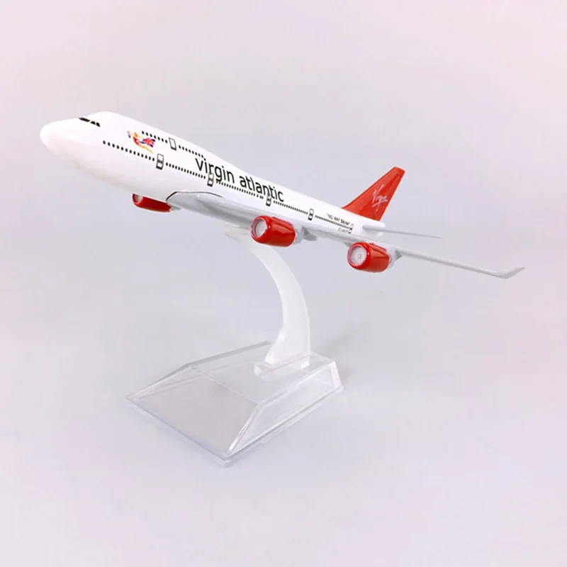 Ceny 16CM 1400 Boeing B747 400 Model brytyjski Virgin Atlantic linia lotnicza z podstawą Airbus stop metali samolot samolot kolekcja prezent dla dzieci