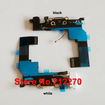 

50pcs/lot New Headphone Audio Charger Charging Data USB Dock Port Flex Cable For iPhone 5S Black/White Wholesale