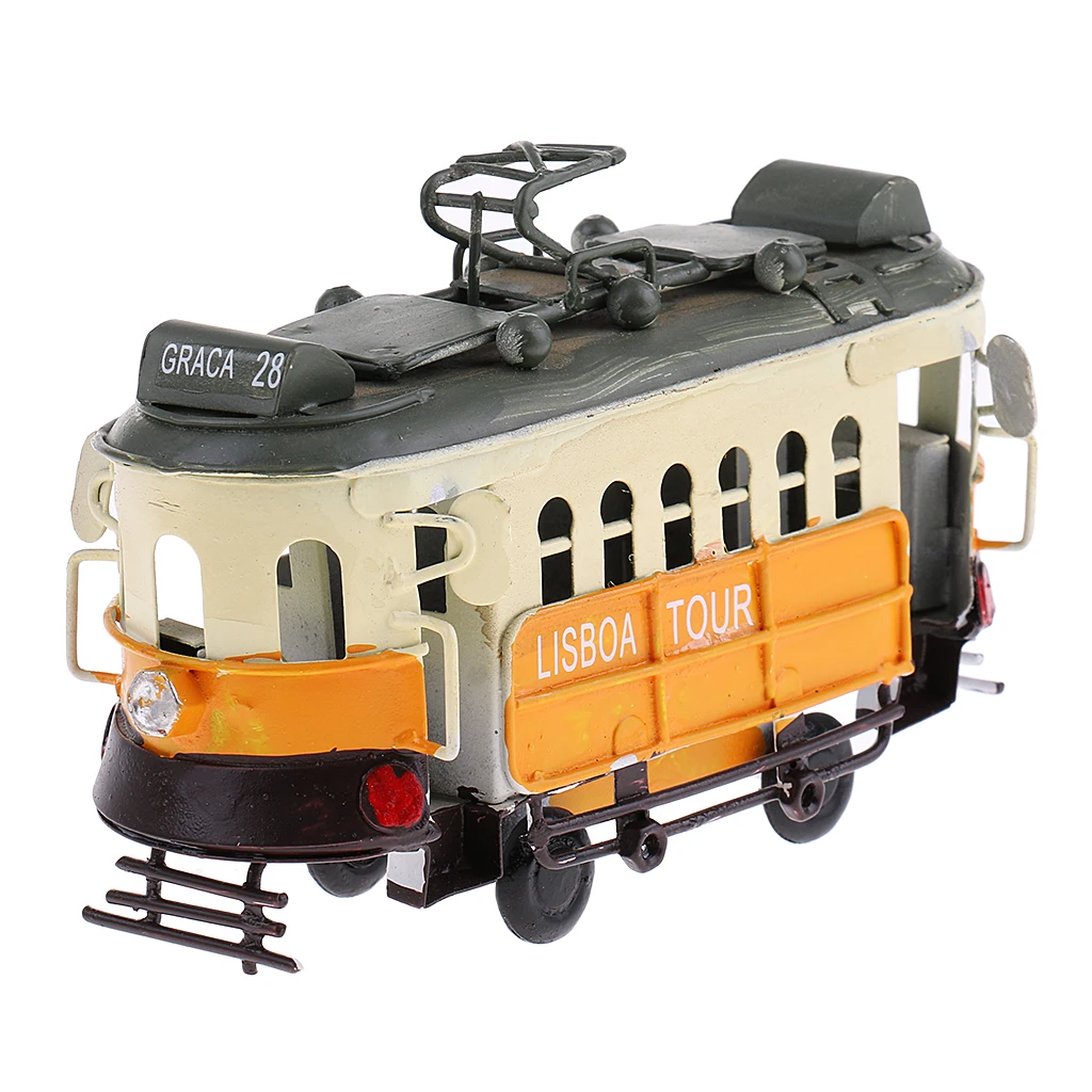 Vintage Scale Tram Model Diecast Vehicle Toy Streetcar Decoration Kids Gift