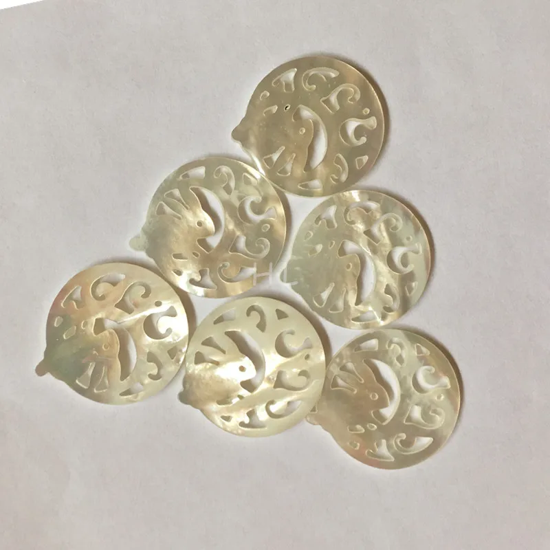 

20PCS/Lot 28MM Round Bunny Hollow Mother Of Pearl Shell For DIY Jewelry