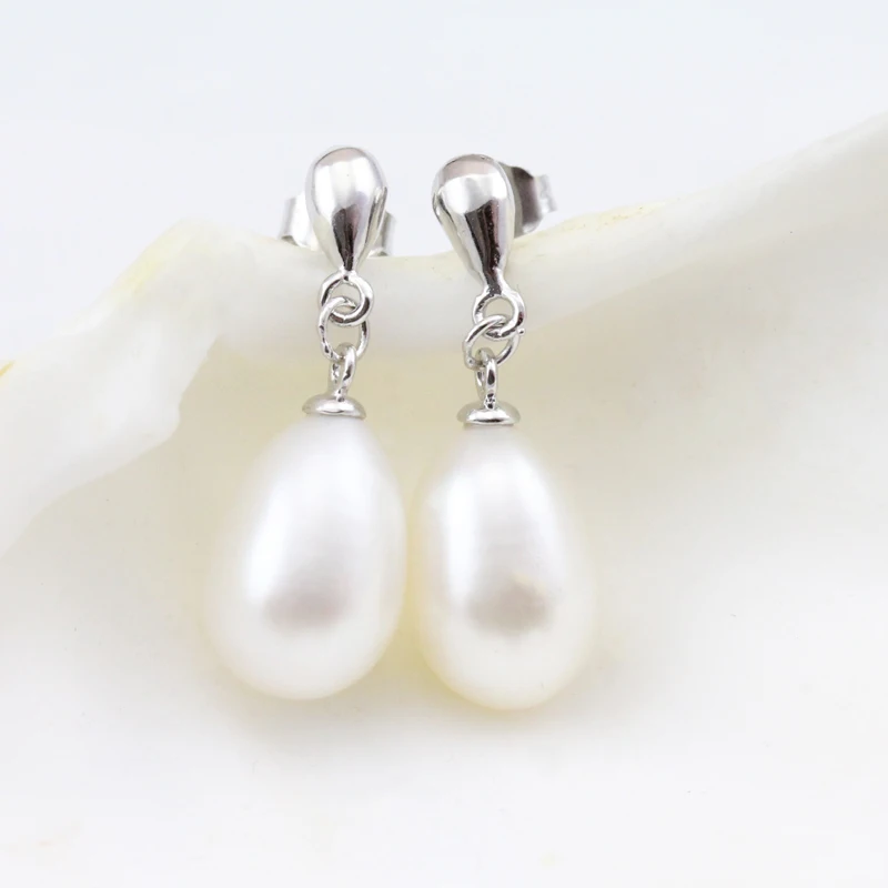 New Trendy Charm dangling earring for women white 8mm Genuine