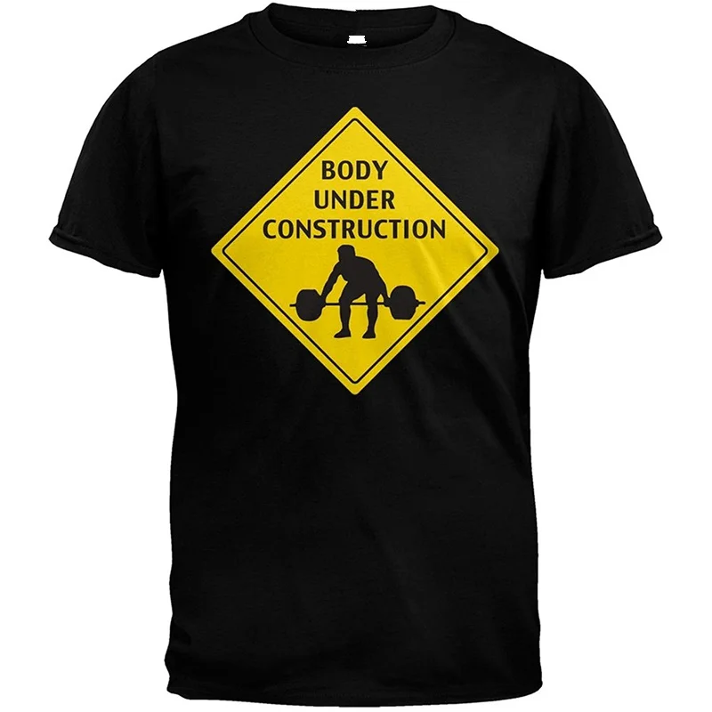 Cool Tee Shirts Short Sleeve Printed Crew Neck Body Under Construction Tee For Men