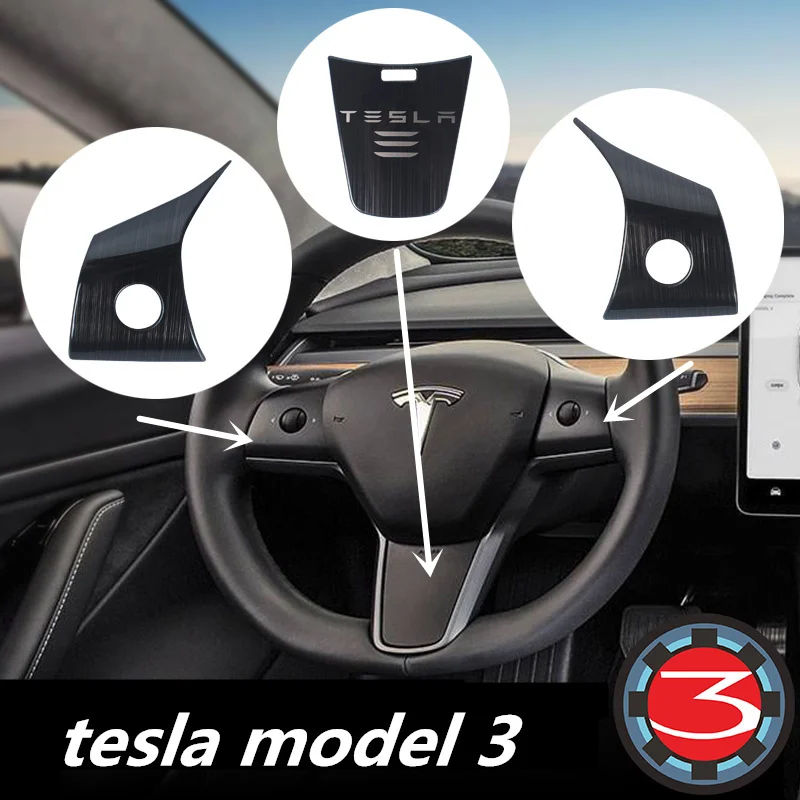 

Car Steering Wheel Panel Cover Trim Decoration For tesla model 3 2017 2018 2019 Automobiles Interior Mouldings