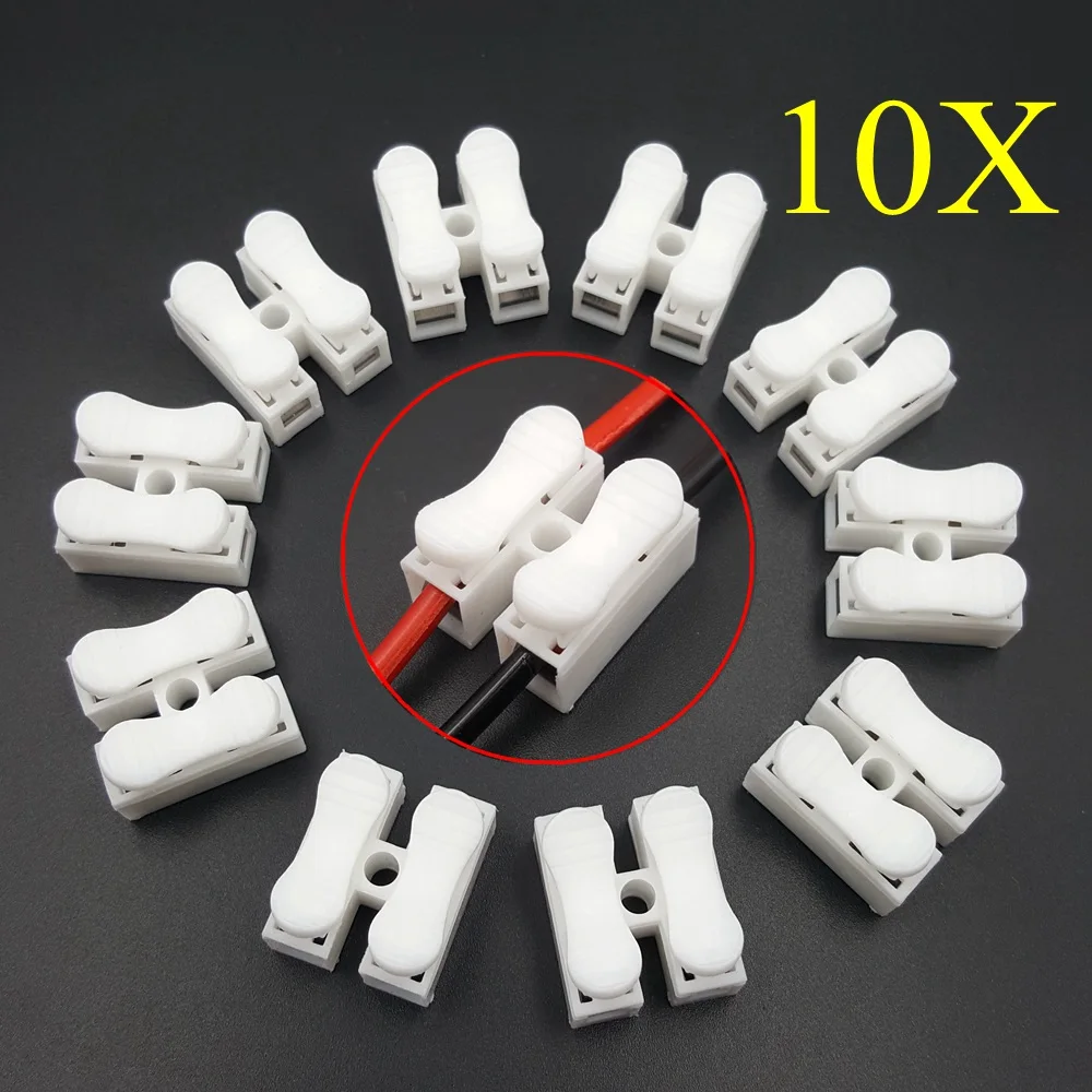 

10PCS/LOT CH-2 Press Type Quick Wiring Terminal Quick Splice Wire Connector for Electric Connection