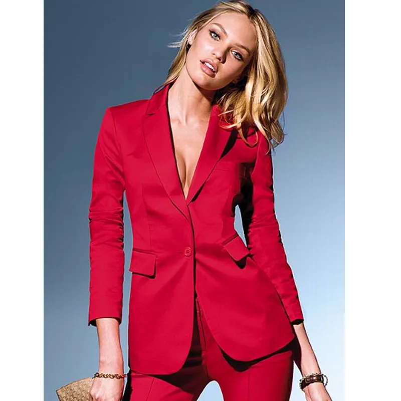 62 Professional Business suits 2017 Custom made Red Autumn New Fashion Elegant pants suits for womens (jacket+pants)