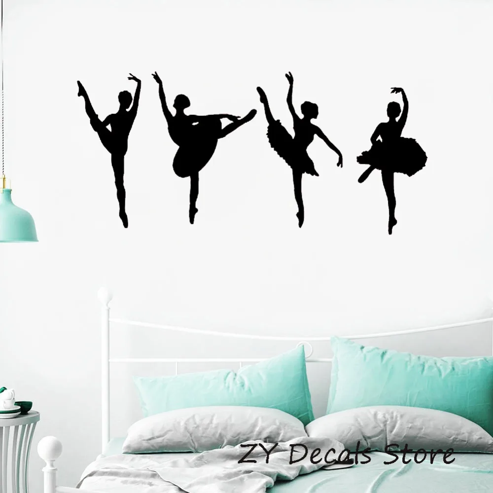 

Ballerina Silhouette Wall Stickers Girls Room Decoration Wall Decal Ballet School Studio Dancer Nursery Sticker Wallpaper S725