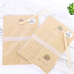 2 сумки (6 конвертов + 12 Письмо Бумага) Kawaii кактус конверт Kraft бумага для приглашений милые Офисные Набор карандашей 03249