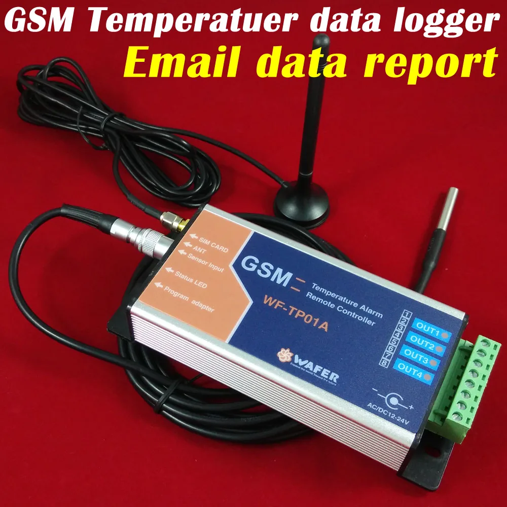 Gsm Температура монитор, четыре дистанционного релейный выход и SMS Температура сигнализации и регистратор данных через электронную почту