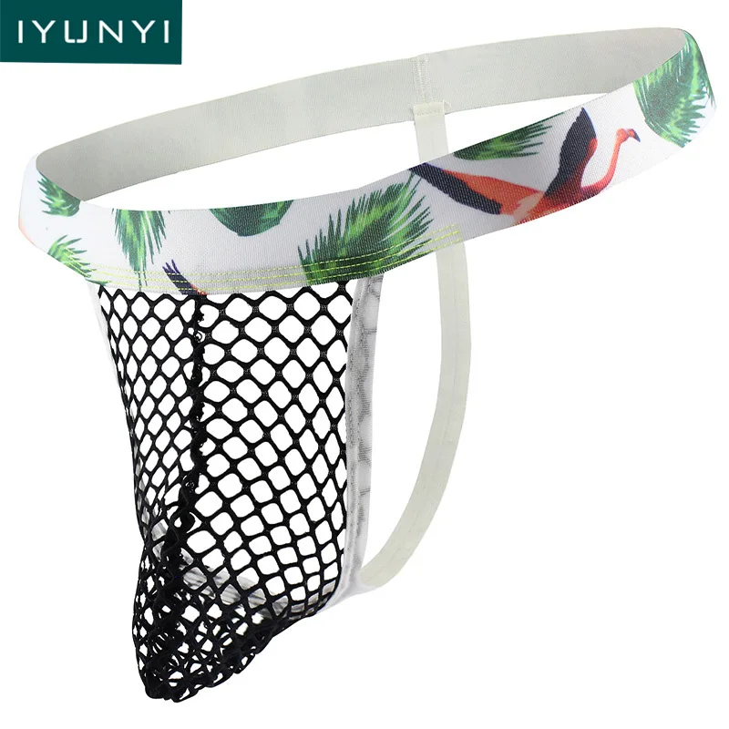 

IYUNYI Men Mesh Hollow Out G String Thongs Breathable Men Underwear Briefs Jockstrap Backless See Through U Convex Pouch Thongs