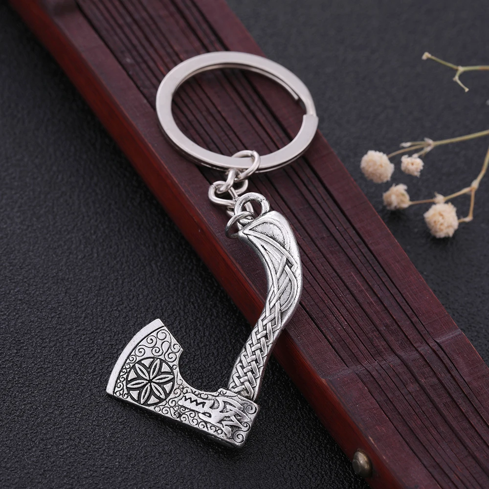 Skyrim 3D Slavic Perun Axe Pendant Key Chain Thor Hammer Charm Odin's Symbol of Norse Valknut Irish Knot Men's Keychain - Image 5