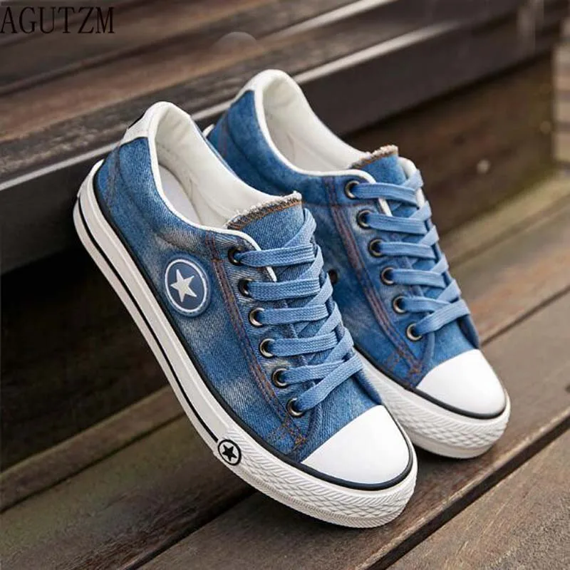 Agutzm المدربين النجوم الجينز النساء عارضة أحذية الفتيات قماش أحذية جديدة الأزياء سكيت أحذية الشقق سلة فام تنيس feminino v85
