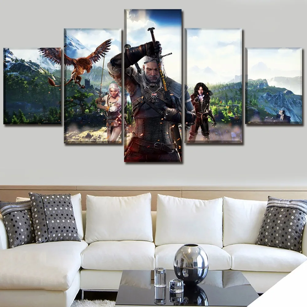 

Hd Home Decoration Canvas Painting 5 Pieces Witcher 3 Wild Hunt Game Pictures Wall Art Prints Modular Modern Poster For Boy Room