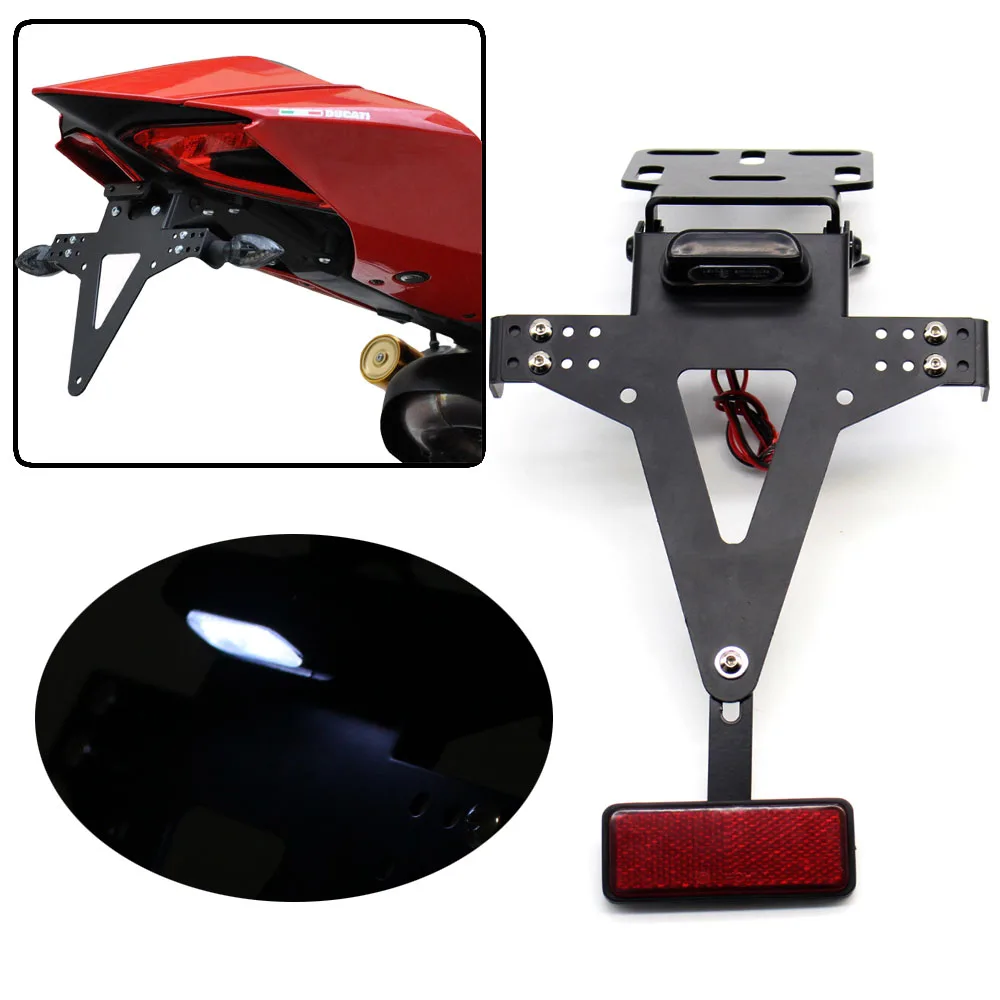 

For DUCATI MONSTER 620/696/796/821/1200 DIAVEL Motorcycle Tail Tidy Fender Eliminator Registration License Plate Holder LED Ligh