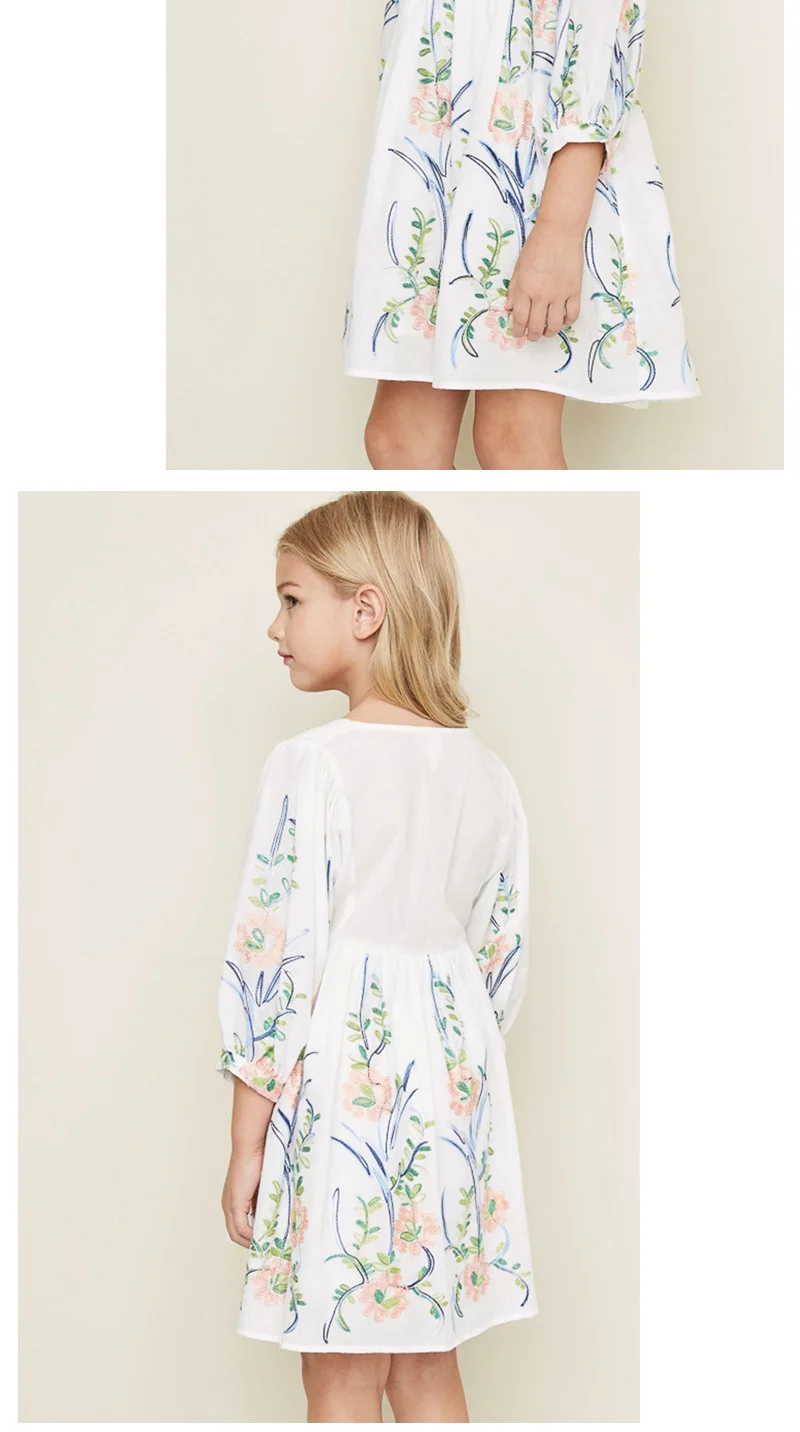 kids flower embroidery dress G3817-10