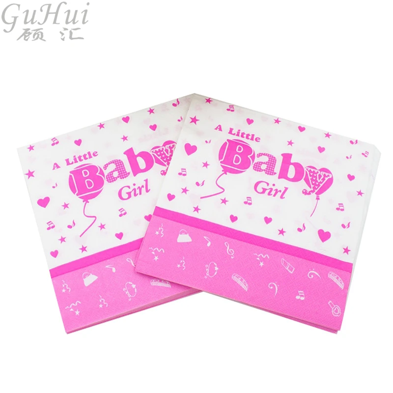 100Pcs Baby Blue Pink Balloon Printing Tissue Disposable Blue Paper Napkin Event Kid Show Girl