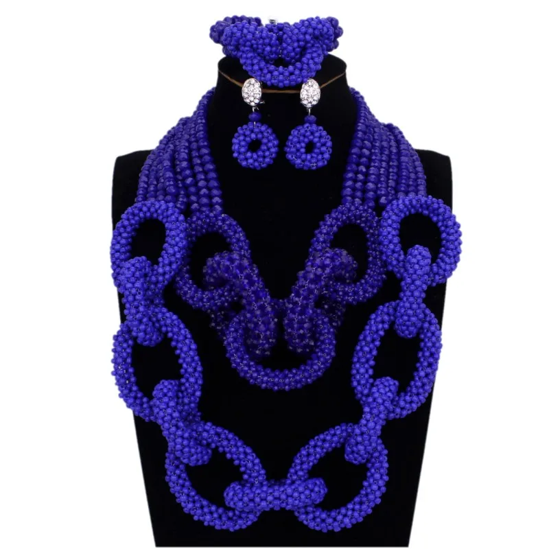 

4UJewelry Fashion Bridal Jewelry Sets For Bride Royal Blue Necklace Set Circle Big Jewellery Set Free Ship 2018 Indian Dubai