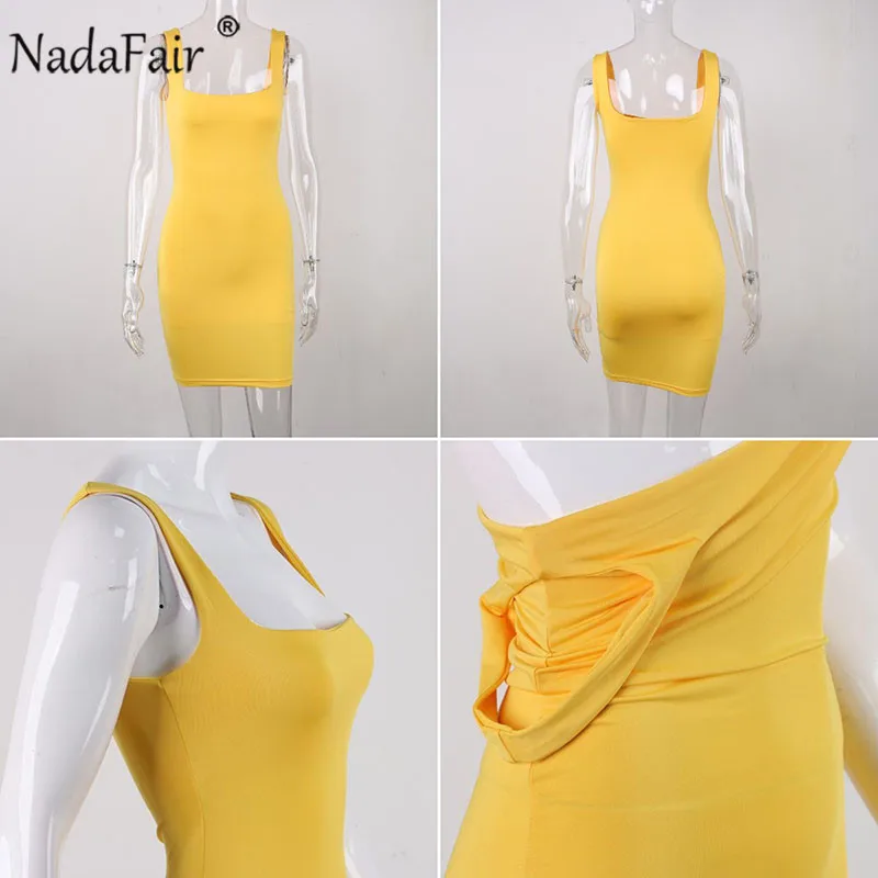 Nadafair обтягивающее с вырезом на спине летнее платье Для женщин Мини открытыми