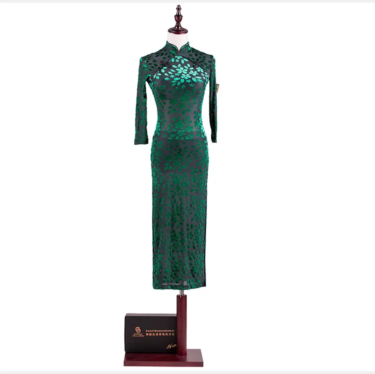 Зеленый Бархатный латинский танец платье женское латинский платье Румба ча платье латинский Сальса платье современный танцевальный костюм Латинский танец одежда