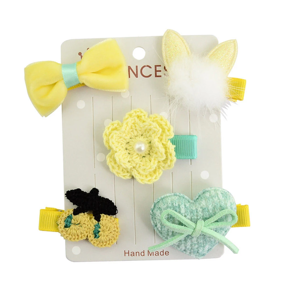 5Pcs/Set Cute Barrettes Infant Baby's Hairpin Headwear Hair Clip Bow
