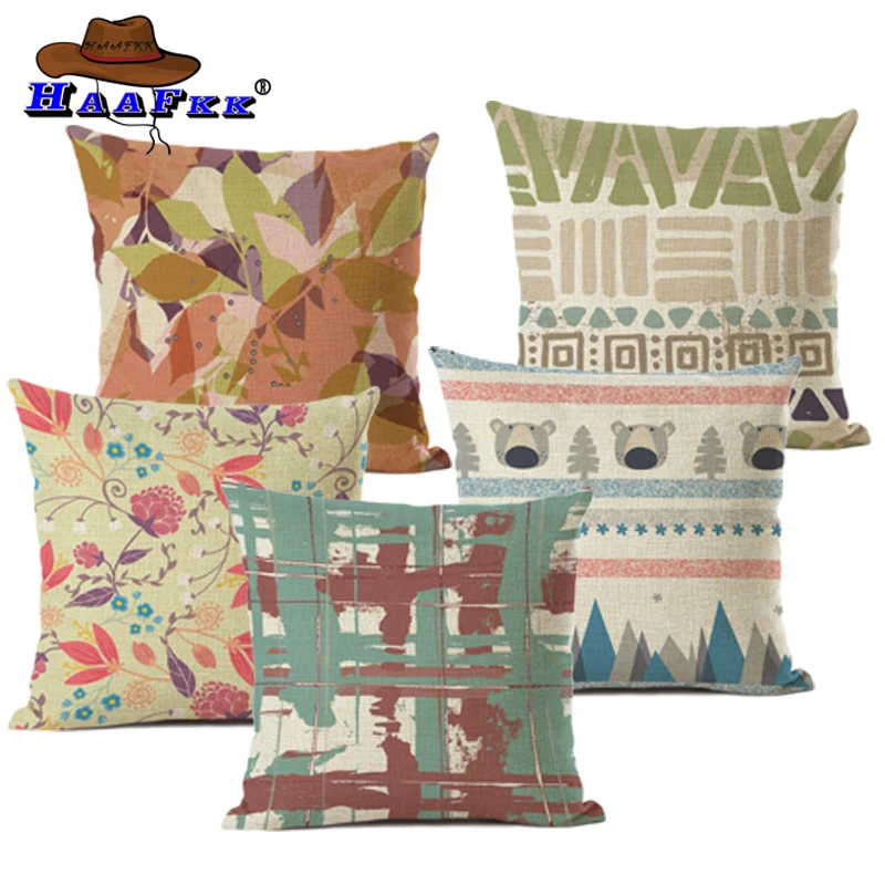 غطاء وسادة مطبوعة الكتان القطن مكتب وسادة غرفة المعيشة أريكة وسادة للديكور كم 45x45 cm أفضل بيع المنزل المنسوجات