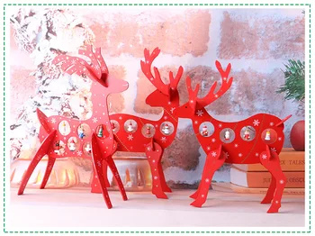 

Christmas Decorations DIY Red Reindeer Wooden Deer Furnishing Articles Festival Home Party Table Ornament Prop Supplies