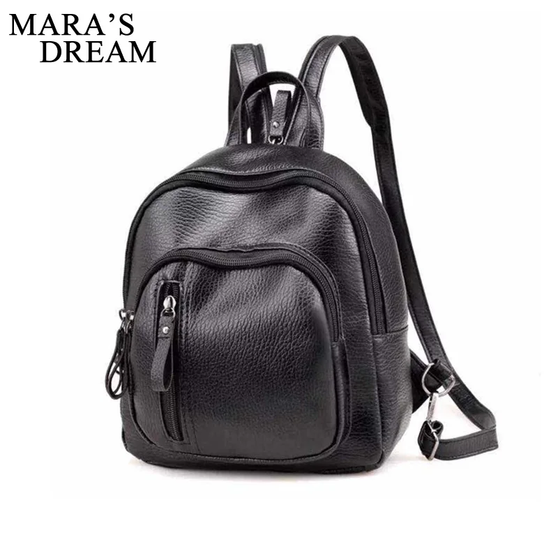 Mara's Dream Fashion PULeather Women Backpack Female Black Backpacks Small Zipper Bags Student Back - 32843441387