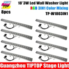 TIPTOP 8 XLOT Водонепроницаемый Открытый DMX LED Wall Washer Свет RGB LED Flood свет для Xmas Партия Ночной Клуб Бар 18X3 W 3IN1 Светодиоды