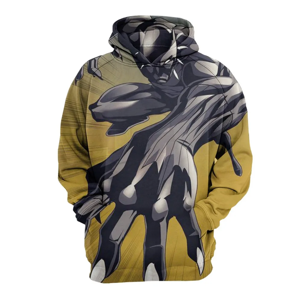 3D Print Black Panther Avengers Endgame Hoodie Sweatshirt Cosplay Costume Black Panther Jacket Coats Men and Women New