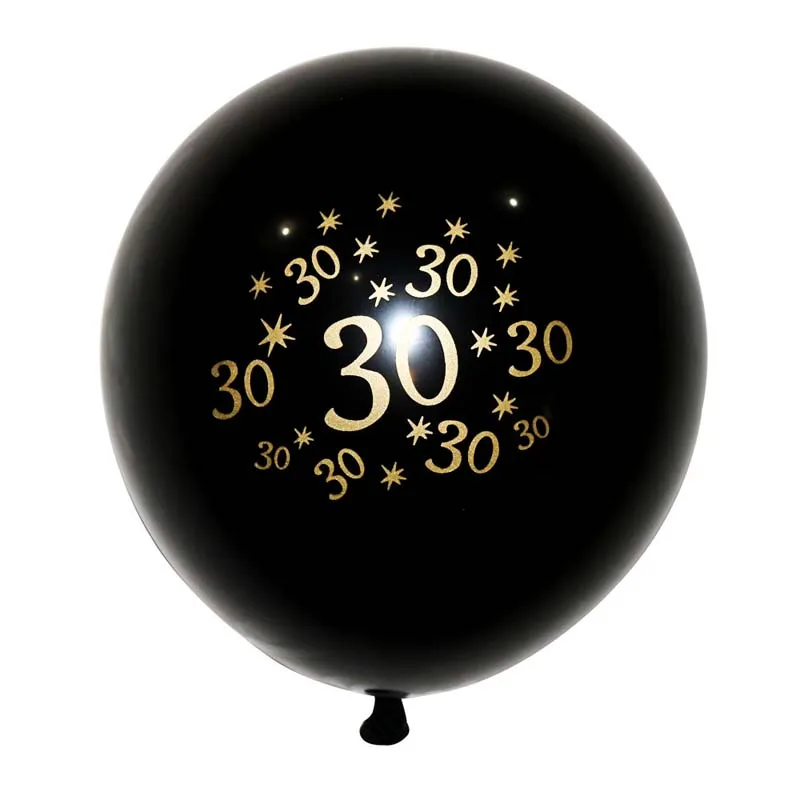 10 &quotЗолотые латексные воздушные шары черные 30 40 50 60 лет с днем рождения украшения