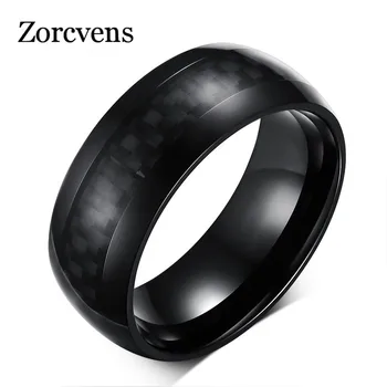 

ZORCVENS Black Men Rings Jewelry 8mm Wide Carbon Fiber Rings for Men Jewelry