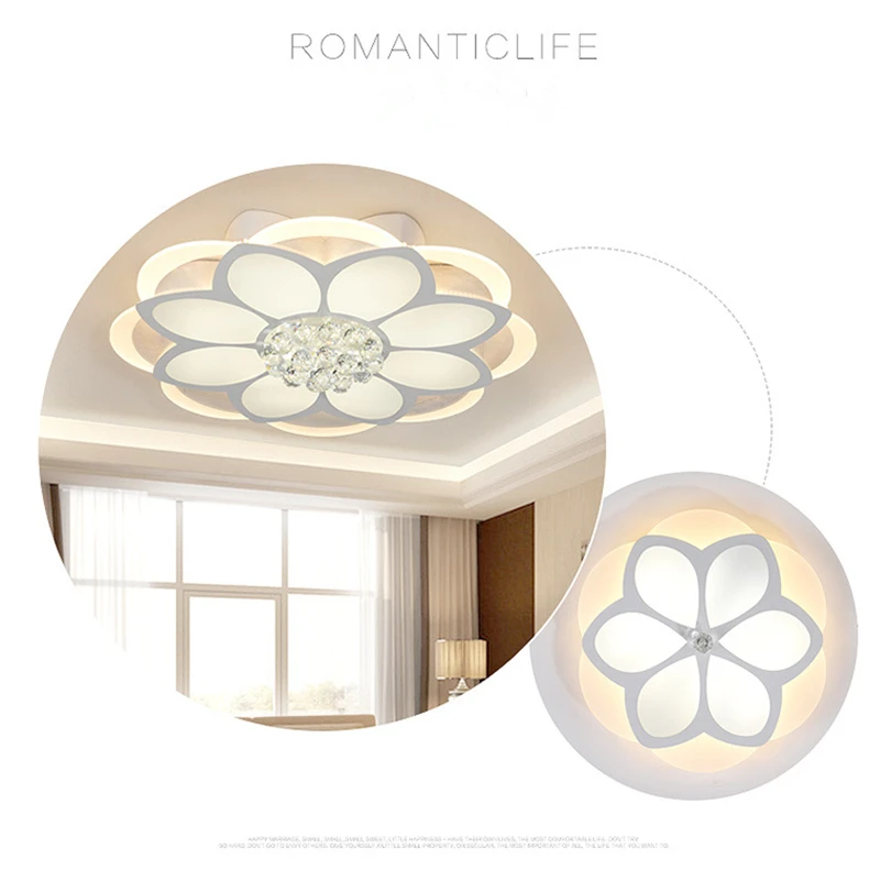 Современный романтический лепесток Дизайн акриловые светодиодный потолочный светильник блеск K9 cristal светильник потолочный светильник