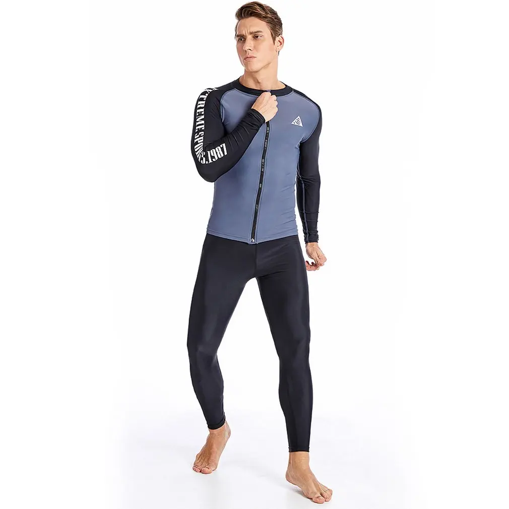 

Zipper Quick Drying Men Long Sleeve Surf Tops Quick Dry Rash Guards Shirts Diving Snorkeling Swimsuit Coats