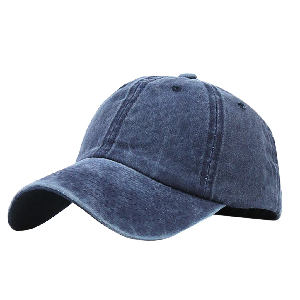 Бейсболка для мужчин и женщин однотонная Бейсболка Шляпа с изогнутым козырьком регулируемый размер нейлоновая застежка лента Повседневные шапки# P4 - Цвет: Синий