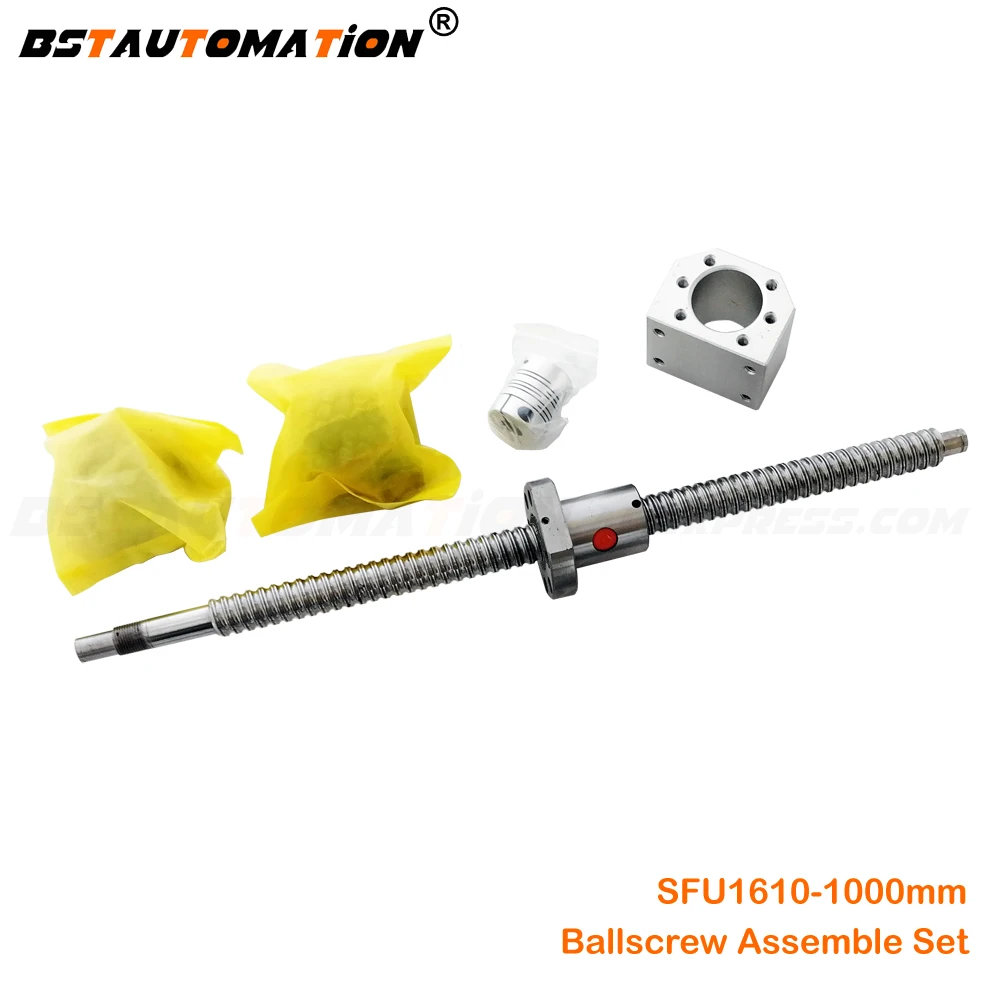 

Ballscrew SFU1610 1000mm ball screw with end machined+ 1610 Ballnut FK12 FFF12 End support +Nut Housing+Coupling for CNC parts