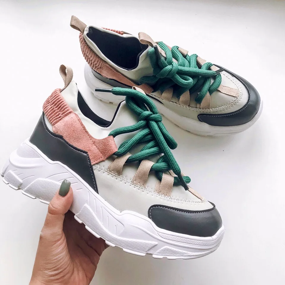 

Weweya 2019 Platform Sneakers Breathable Women Casual Shoes Female Vulcanize Canvas Fashion Lace Up Laofers Chunky Footwear