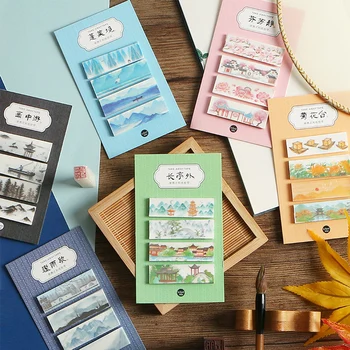 

Ancient Portable Washi Tape Chinese Style Far Mountain Pavilion Flower Painting Masking Tape Sticker