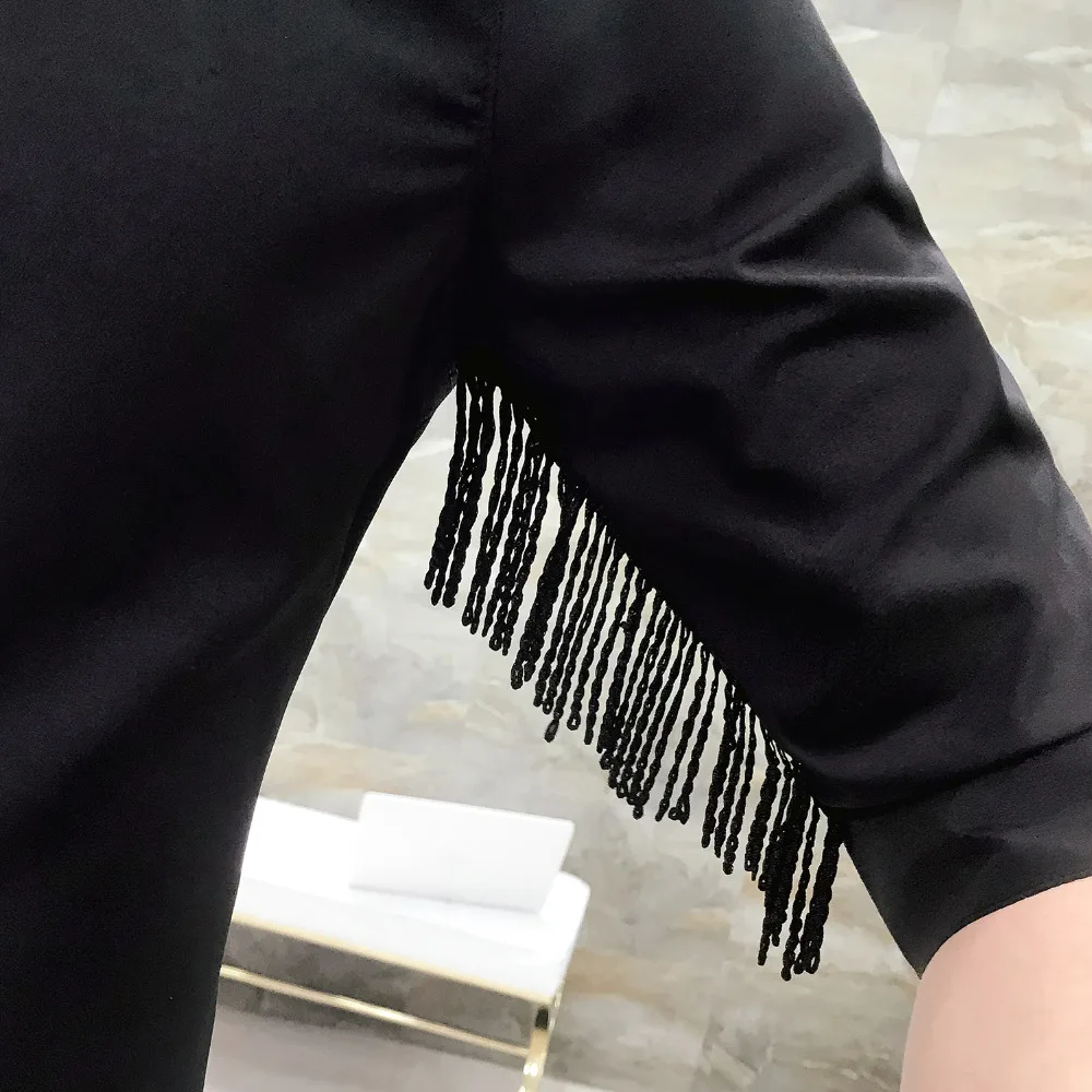 Индивидуальная рубашка с кисточками Мужская мода корейский 2019 Slim Fit Половина