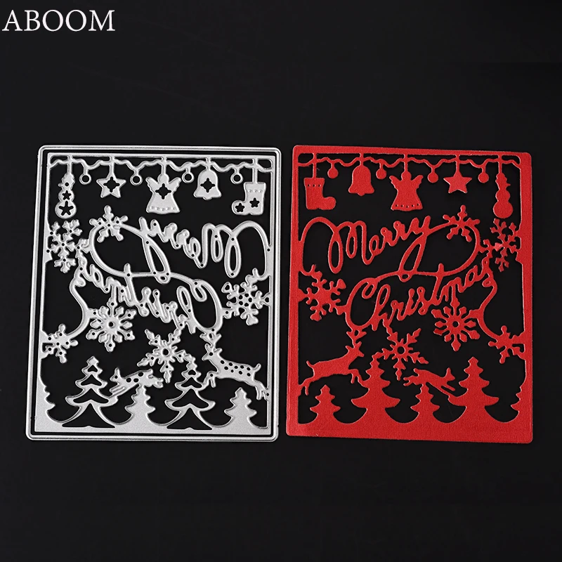 

ABOOM Fresh Rectangle Frame Star Merry Christmas Metal Cutting Dies Stencil Scrapbooking Album Paper Card Craft Die Cut Machine