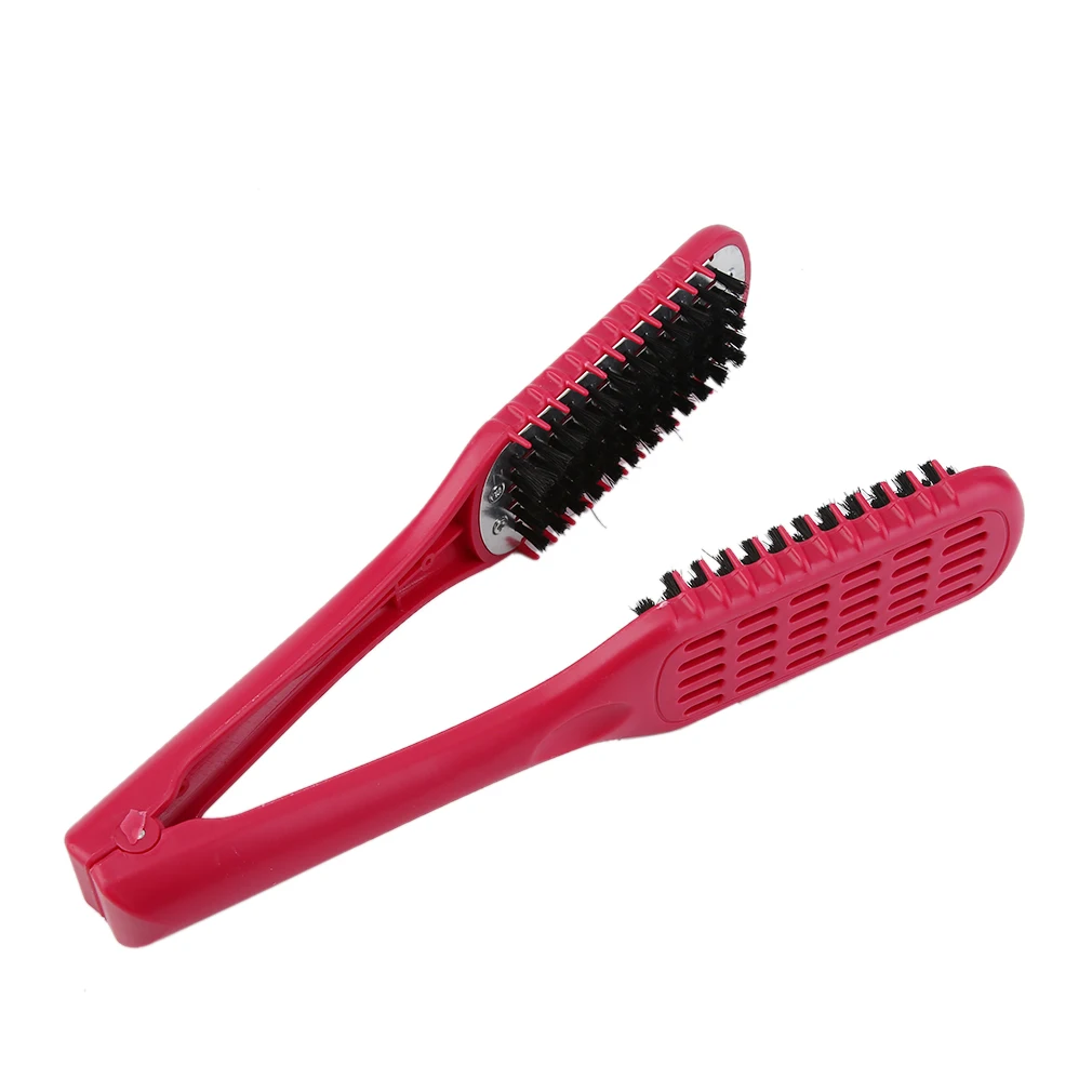 Ceramic Straightening Comb Double Sided Brush Clamp Hair Hairdressing Natural Fibres Bristle Hair Comb Hairstylig Tool