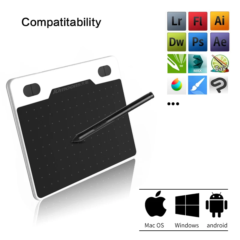  Tableta gráfica ultraligera de 10 lunas de 6 pulgadas tableta de dibujo Digital de 8192 niveles dis