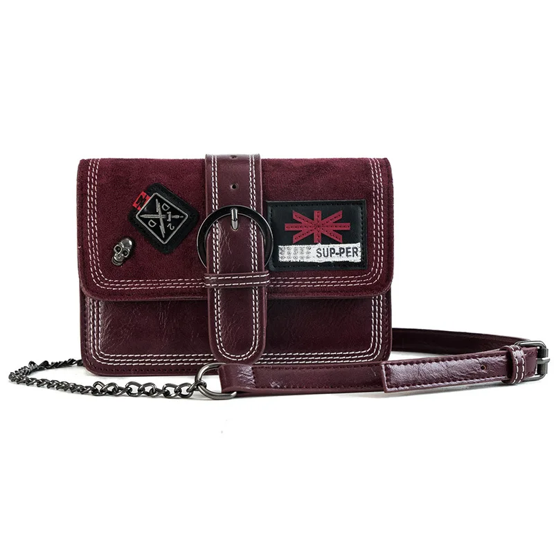 

Badges PU Suede Leather Flap Crossbody Bags for Women Luxury Chain Matte Korean Style Shoulder Bags